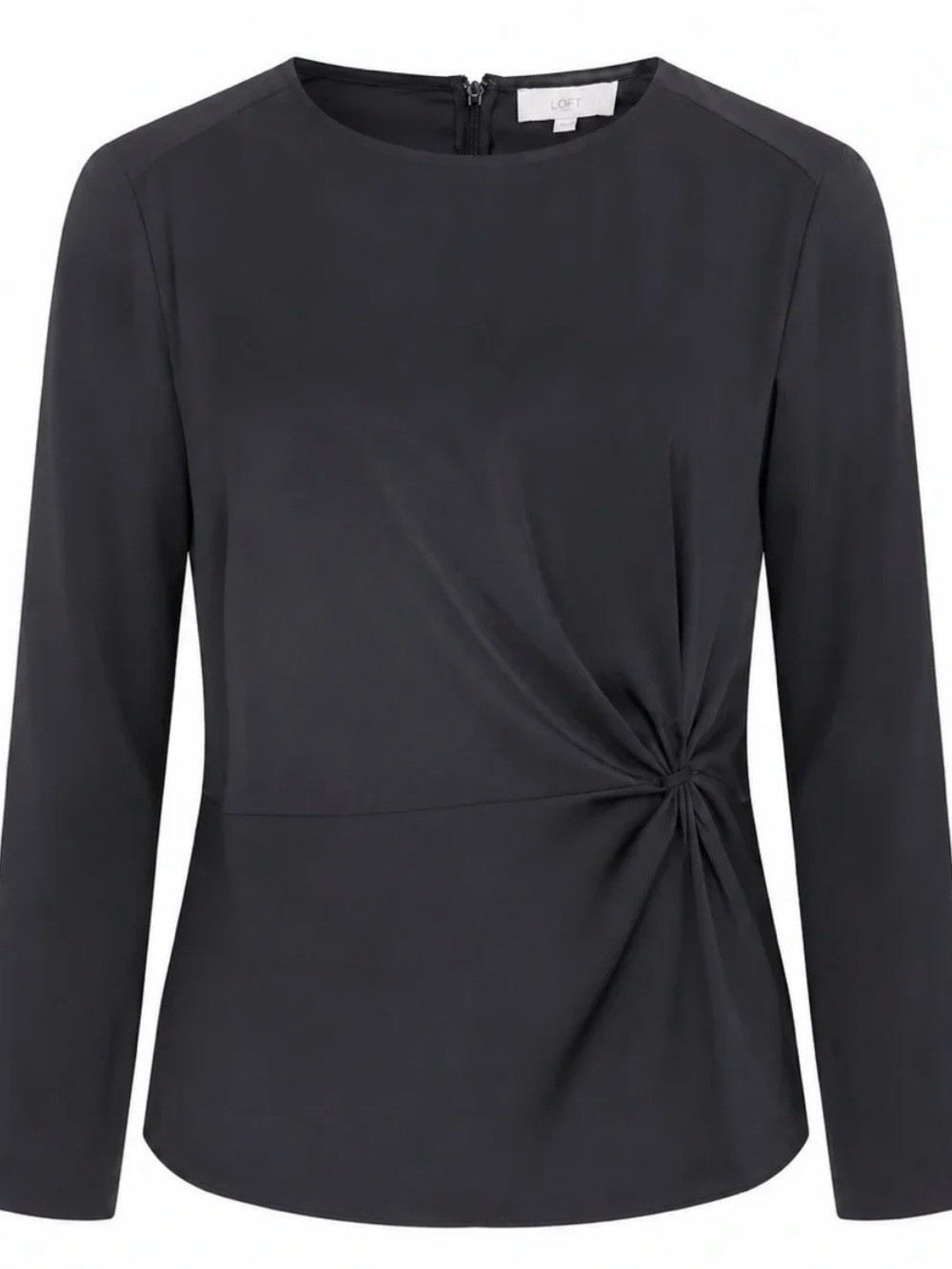 LOFT Black Twist-Detail Long Sleeve Blouse